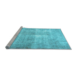 Sideview of Machine Washable Persian Light Blue Traditional Rug, wshtr3228lblu