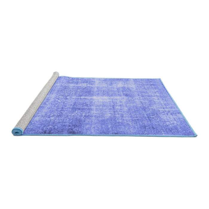 Sideview of Machine Washable Persian Blue Traditional Rug, wshtr3228blu