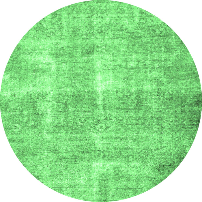 Round Machine Washable Persian Emerald Green Traditional Area Rugs, wshtr3228emgrn