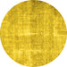 Round Persian Yellow Traditional Rug, tr3228yw