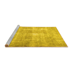 Sideview of Machine Washable Persian Yellow Traditional Rug, wshtr3228yw
