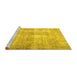 Sideview of Machine Washable Persian Yellow Traditional Rug, wshtr3228yw