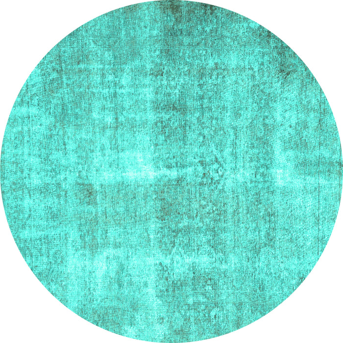 Round Machine Washable Persian Turquoise Traditional Area Rugs, wshtr3228turq