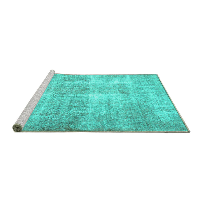 Sideview of Machine Washable Persian Turquoise Traditional Area Rugs, wshtr3228turq