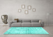 Machine Washable Persian Turquoise Traditional Area Rugs in a Living Room,, wshtr3229turq