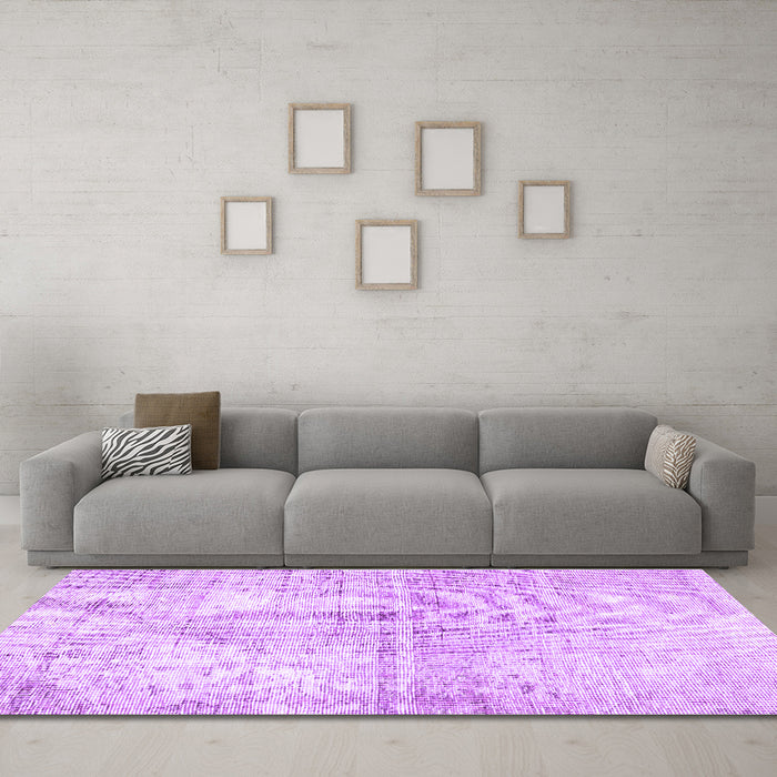 Machine Washable Persian Purple Traditional Area Rugs in a Living Room, wshtr3229pur
