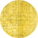 Round Persian Yellow Traditional Rug, tr3229yw