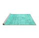 Sideview of Machine Washable Persian Turquoise Traditional Area Rugs, wshtr3229turq