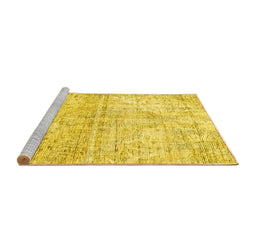 Sideview of Machine Washable Persian Yellow Traditional Rug, wshtr3229yw