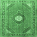 Square Medallion Emerald Green Traditional Rug, tr322emgrn