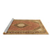 Sideview of Machine Washable Medallion Brown Traditional Rug, wshtr322brn