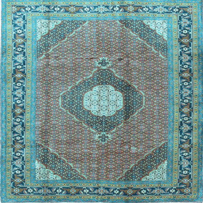 Square Medallion Light Blue Traditional Rug, tr322lblu