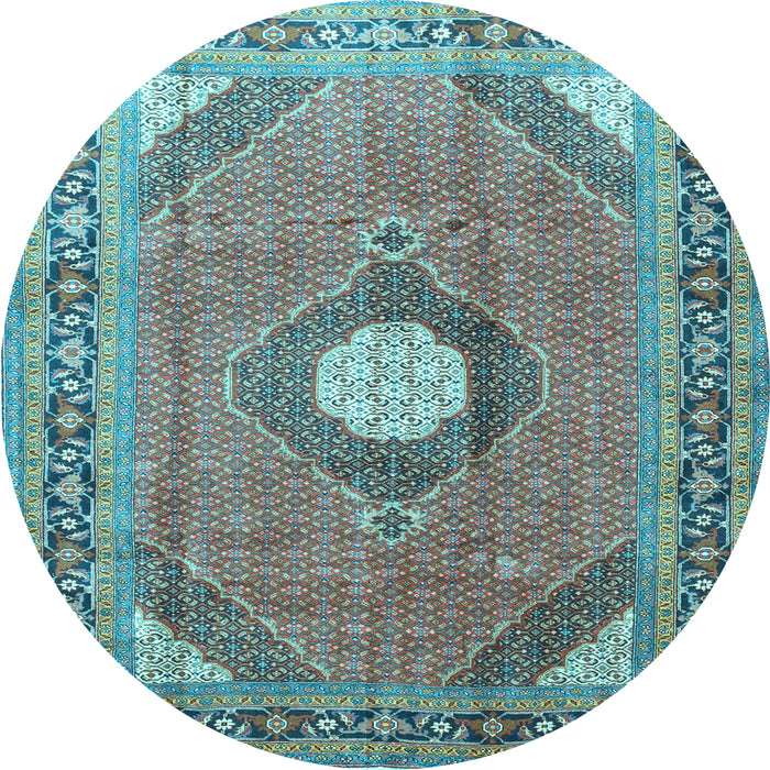 Round Medallion Light Blue Traditional Rug, tr322lblu