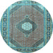 Round Medallion Light Blue Traditional Rug, tr322lblu