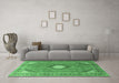 Machine Washable Medallion Emerald Green Traditional Area Rugs in a Living Room,, wshtr322emgrn