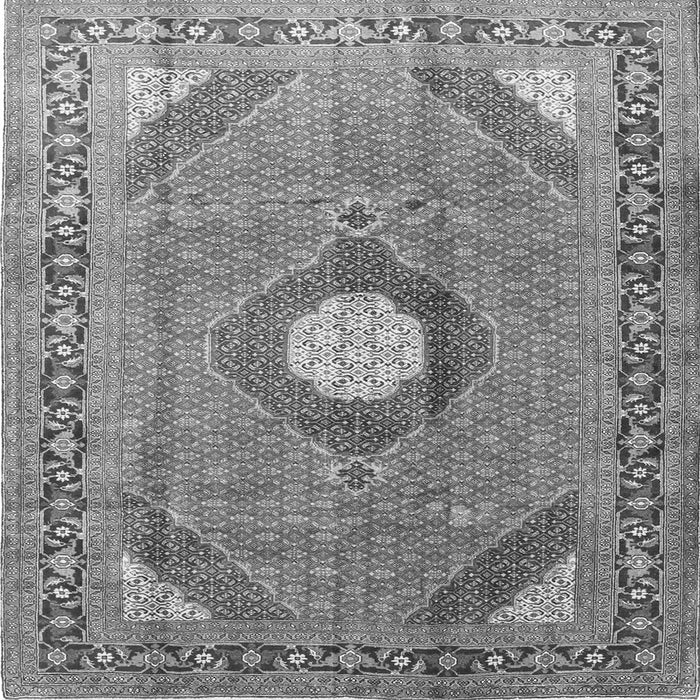 Round Machine Washable Medallion Gray Traditional Rug, wshtr322gry