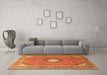 Machine Washable Medallion Orange Traditional Area Rugs in a Living Room, wshtr322org