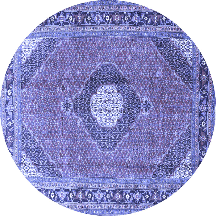 Round Medallion Blue Traditional Rug, tr322blu
