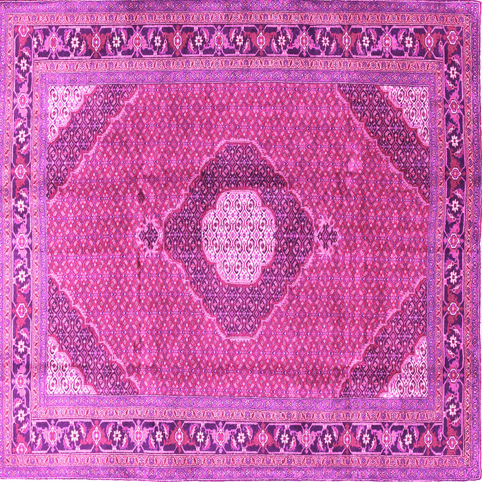 Square Machine Washable Medallion Pink Traditional Rug, wshtr322pnk