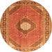 Square Medallion Orange Traditional Rug, tr322org