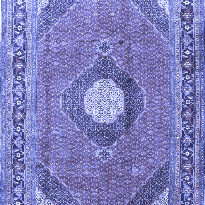 Machine Washable Medallion Blue Traditional Rug, wshtr322blu