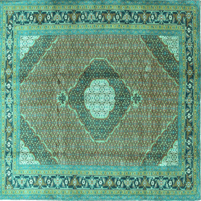 Square Medallion Turquoise Traditional Rug, tr322turq