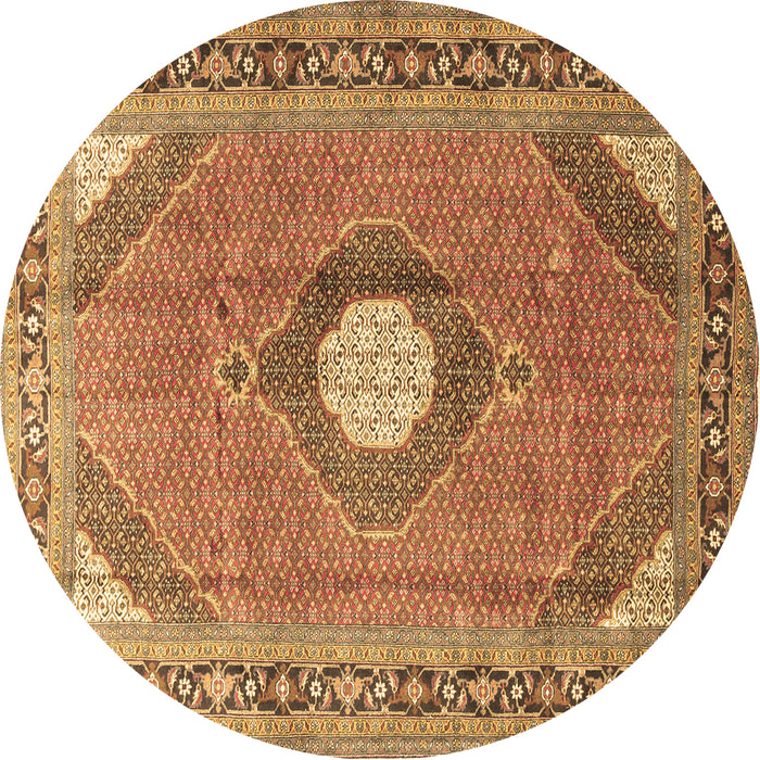 Round Medallion Brown Traditional Rug, tr322brn