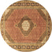 Round Medallion Brown Traditional Rug, tr322brn