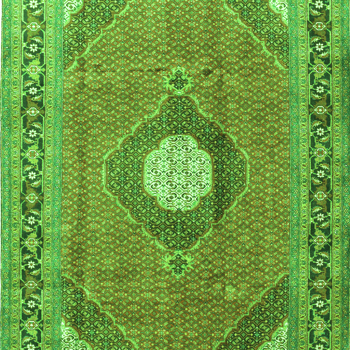 Serging Thickness of Machine Washable Medallion Green Traditional Area Rugs, wshtr322grn