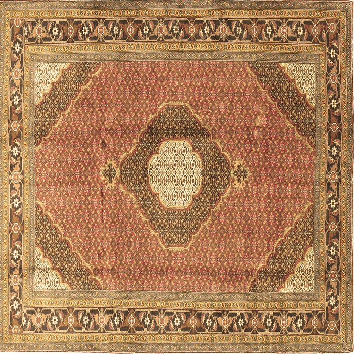Square Machine Washable Medallion Brown Traditional Rug, wshtr322brn