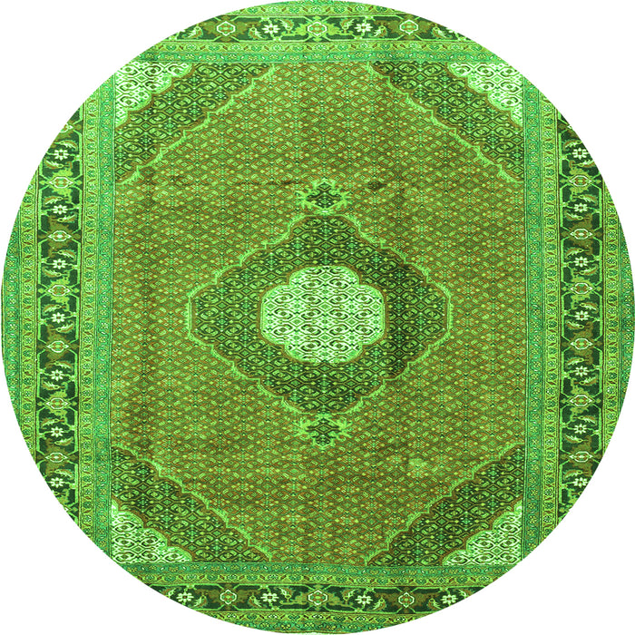 Machine Washable Medallion Green Traditional Area Rugs, wshtr322grn