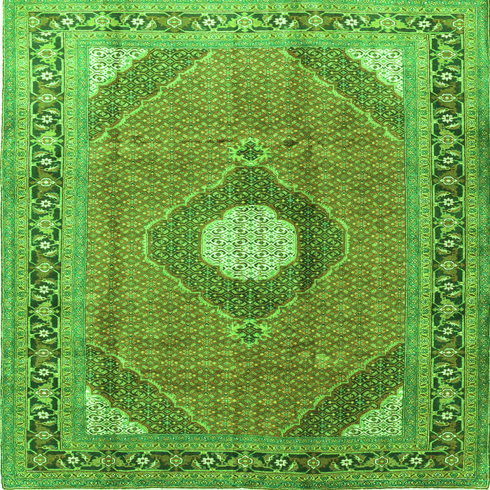 Serging Thickness of Medallion Green Traditional Rug, tr322grn