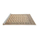 Sideview of Machine Washable Traditional Dark Gold Brown Rug, wshtr323