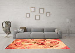 Machine Washable Animal Orange Traditional Area Rugs in a Living Room, wshtr3230org