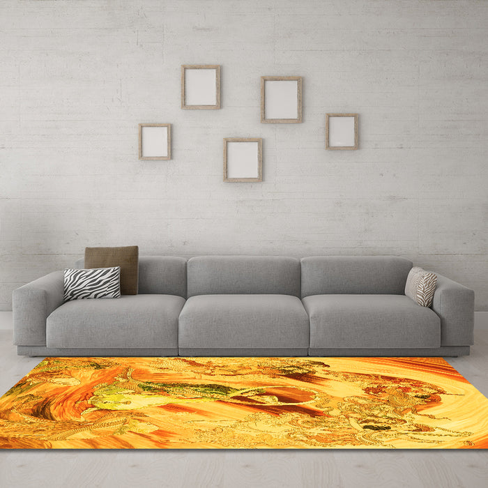 Machine Washable Animal Yellow Traditional Rug in a Living Room, wshtr3230yw