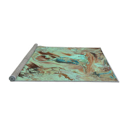 Sideview of Machine Washable Animal Light Blue Traditional Rug, wshtr3230lblu