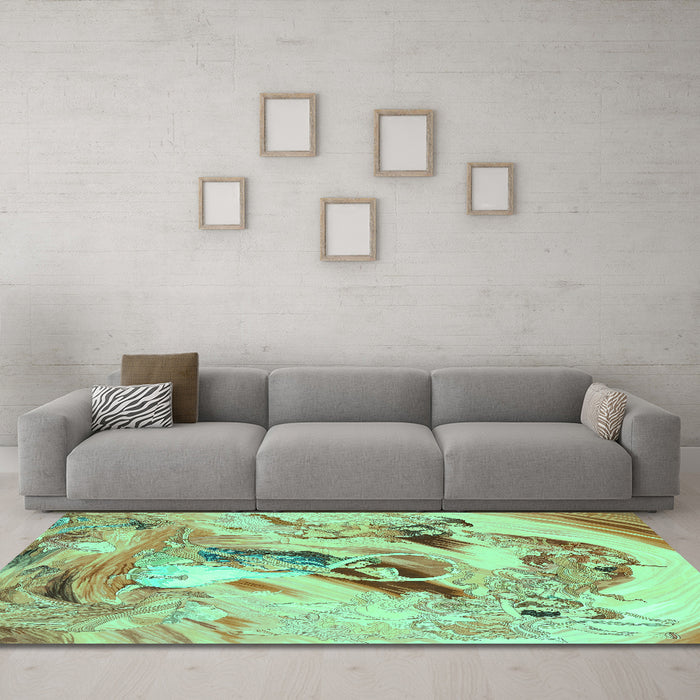 Machine Washable Animal Turquoise Traditional Area Rugs in a Living Room,, wshtr3230turq