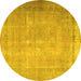 Round Persian Yellow Traditional Rug, tr3231yw