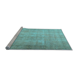 Sideview of Machine Washable Persian Light Blue Traditional Rug, wshtr3231lblu