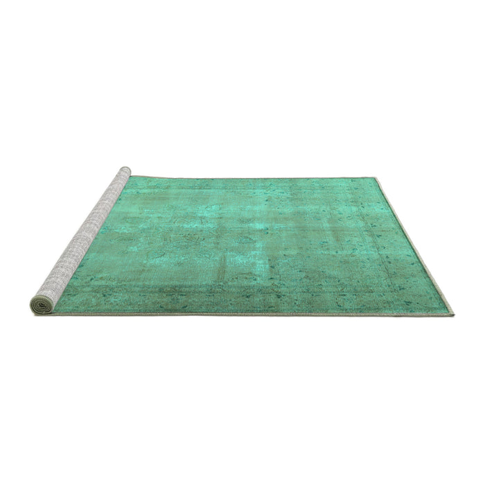 Sideview of Machine Washable Persian Turquoise Traditional Area Rugs, wshtr3231turq