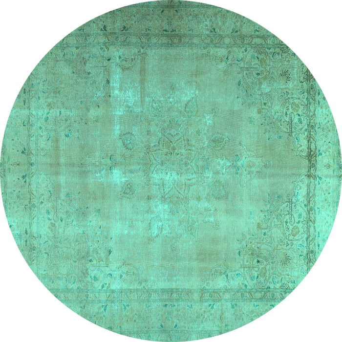 Round Persian Turquoise Traditional Rug, tr3231turq