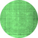 Round Persian Emerald Green Traditional Rug, tr3231emgrn
