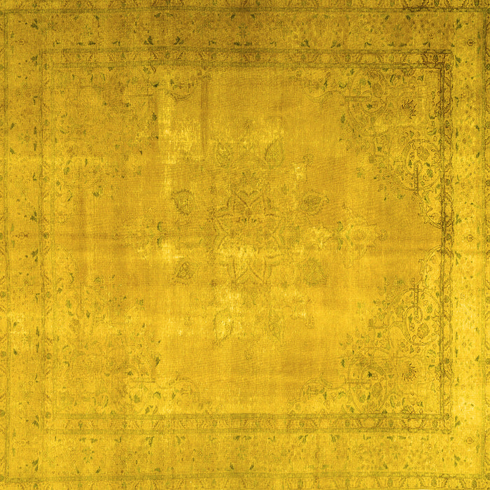 Square Machine Washable Persian Yellow Traditional Rug, wshtr3231yw