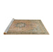 Sideview of Machine Washable Traditional Dark Gold Brown Rug, wshtr3232