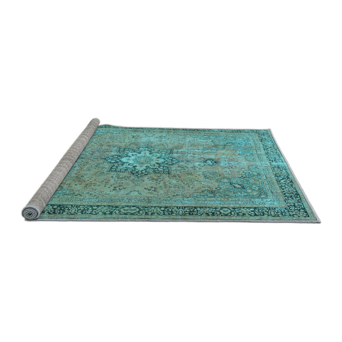 Sideview of Machine Washable Persian Light Blue Traditional Rug, wshtr3232lblu
