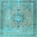 Square Machine Washable Persian Light Blue Traditional Rug, wshtr3232lblu