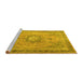 Sideview of Machine Washable Persian Yellow Traditional Rug, wshtr3232yw