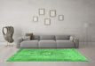 Machine Washable Persian Emerald Green Traditional Area Rugs in a Living Room,, wshtr3232emgrn