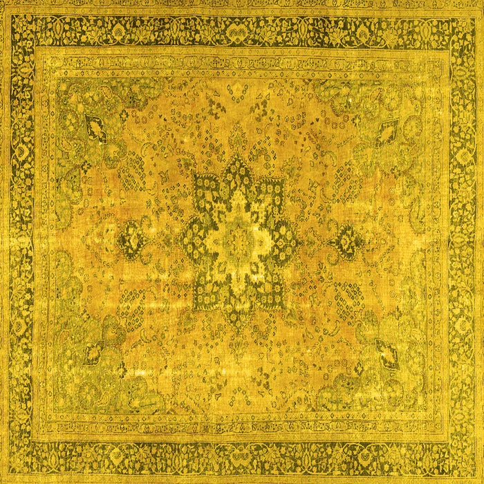 Square Machine Washable Persian Yellow Traditional Rug, wshtr3232yw