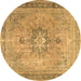 Round Persian Brown Traditional Rug, tr3232brn